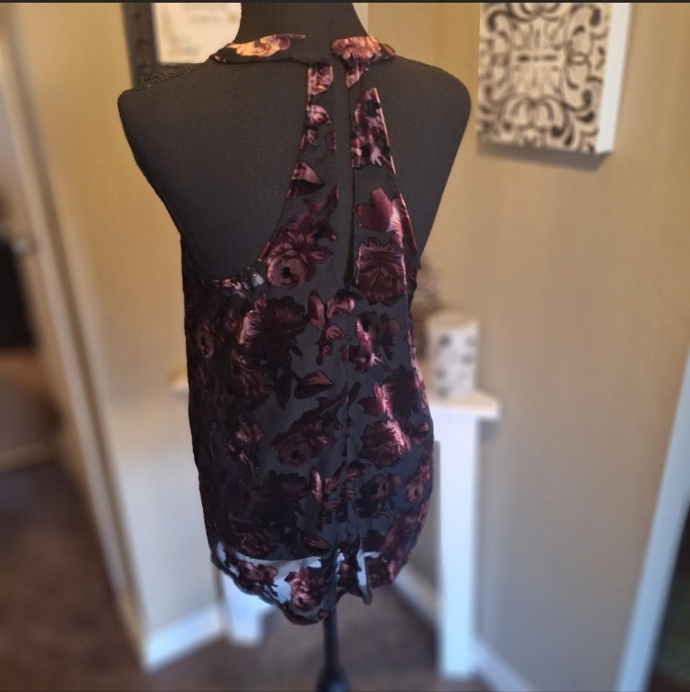 EUC Burn Out Velvet BB DAKOTA Floral Sheer CAMI Size S